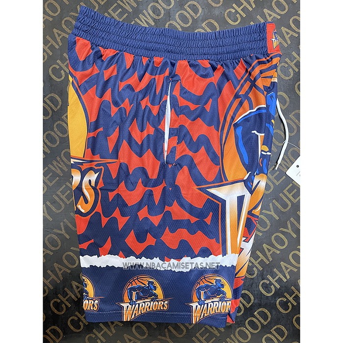 Pantalone Golden State Warriors Mitchell & Ness Naranja Azul